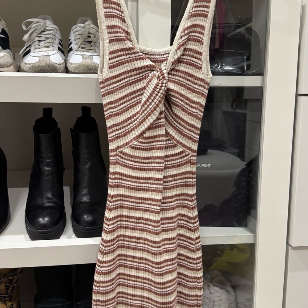 Abercrombie & Fitch Brown and Cream Striped Mini Dress